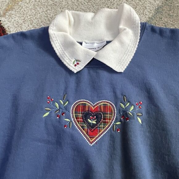 Vintage Country Store Christmas Heart Collared Sweatshirt 2XL - Picture 2 of 4
